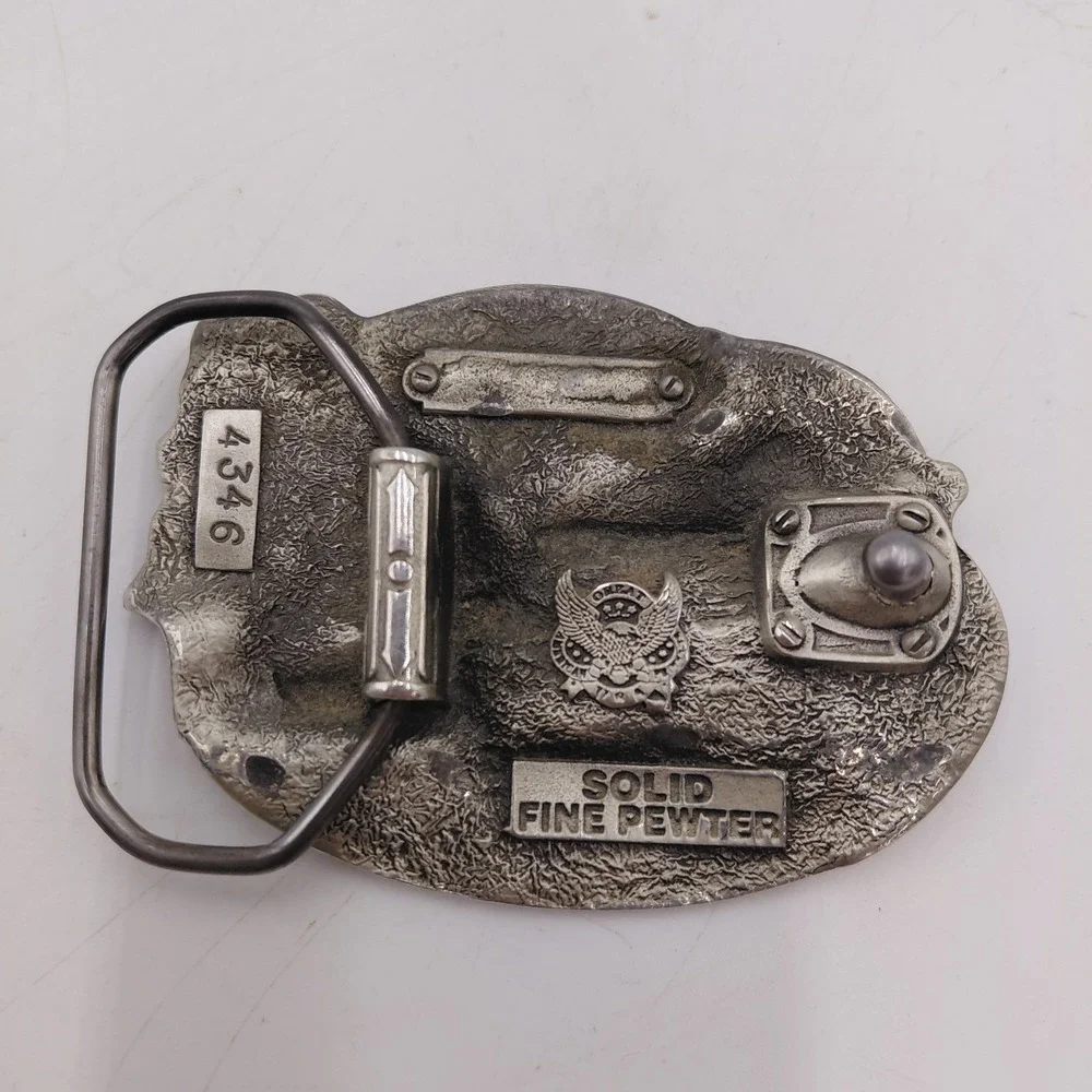American Heroes U.S Navy SEABEES Eagle Flag Patriotic Solid Pewter Belt Buckle